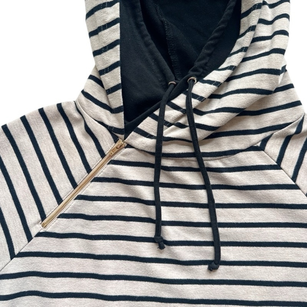 A Dip Of Darling Striped Double Hoodie Sweatshirt Size Large - Picture 2 of 5